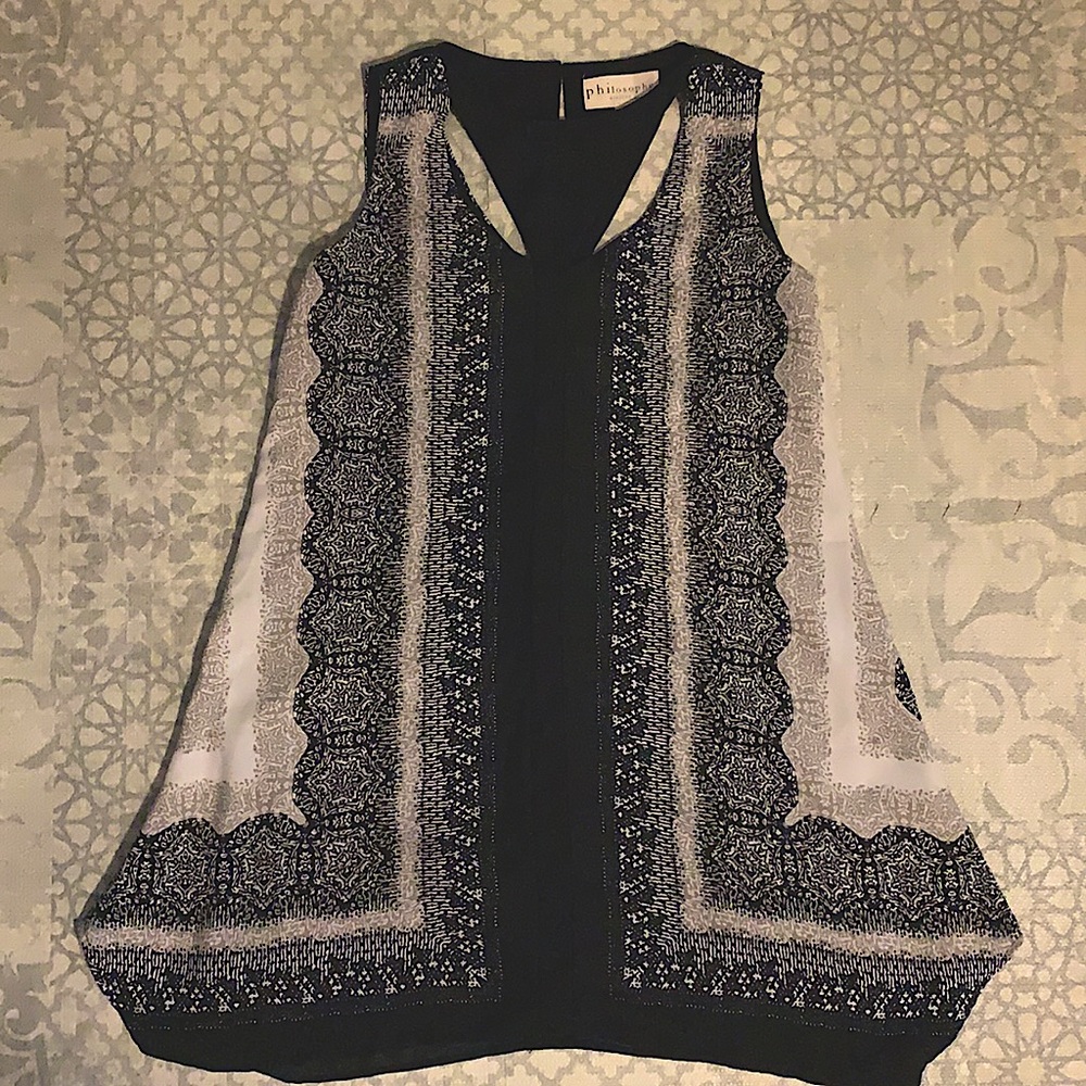 Black and gray dress with keyhole neckline